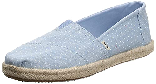 TOMS womens Alpargata on Rope loafers shoes, Bliss Blue Tiny Chambray Dots Rope, 6 US