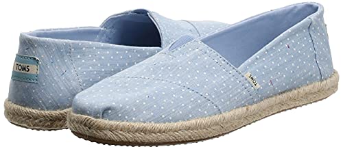 TOMS womens Alpargata on Rope loafers shoes, Bliss Blue Tiny Chambray Dots Rope, 6 US