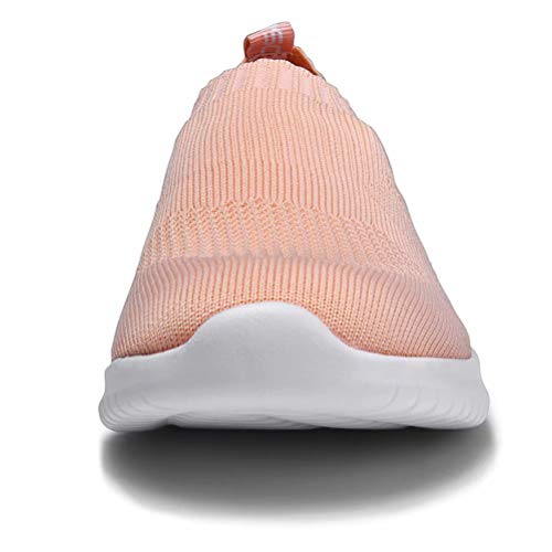 konhill Women's Walking Tennis Shoes - Lightweight Athletic Casual Gym Slip on Sneakers 9 US Shell Pink
