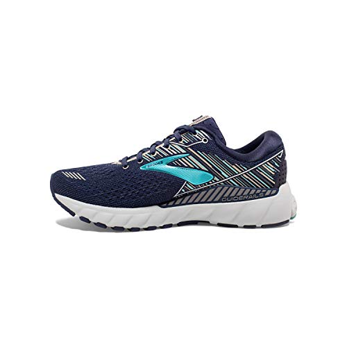 Brooks Womens Adrenaline GTS 19 Running Shoe - Navy/Aqua/Tan - D - 9.0