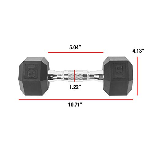 CAP Barbell SDP-010 Color Coated Hex Dumbbell, Black, 10 pound, Single