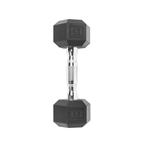 CAP Barbell SDP-010 Color Coated Hex Dumbbell, Black, 10 pound, Single