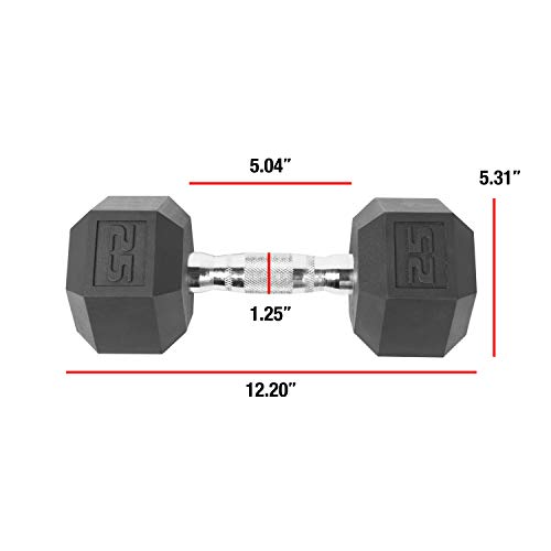 CAP Barbell SDPP-050 Color Coated Hex Dumbbell, Black, 25 Pound, Pair