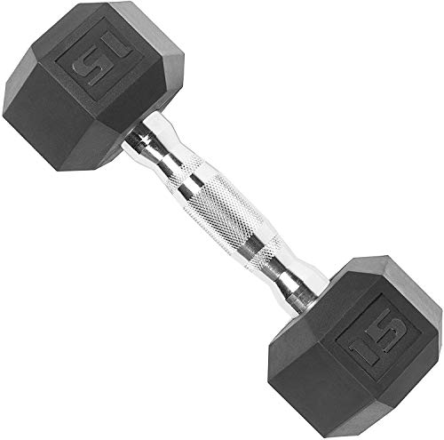 CAP Barbell SDP-015 Color Coated Hex Dumbbell, Black, 15 pound, Single