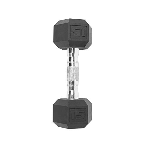CAP Barbell SDP-015 Color Coated Hex Dumbbell, Black, 15 pound, Single