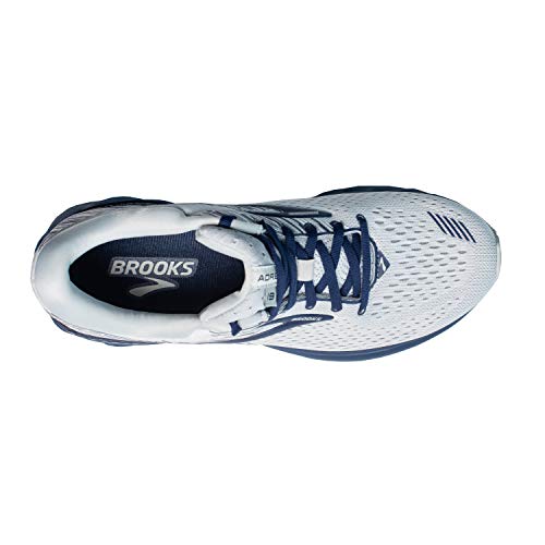 Brooks Mens Adrenaline GTS 19 Running Shoe - White/Grey/Navy - D - 8.0