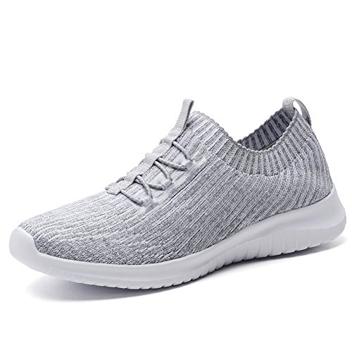 TIOSEBON Women's Lightweight Casual Walking Athletic Shoes Breathable Running Slip-On Sneakers for Jogging Workout 7.5 US Gray