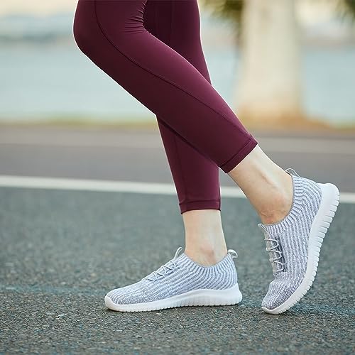 TIOSEBON Women's Lightweight Casual Walking Athletic Shoes Breathable Running Slip-On Sneakers for Jogging Workout 7.5 US Gray
