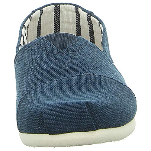 TOMS Women's Alpargata Loafer Flat, Blue Majolica Blue Heritage Canvas, 14