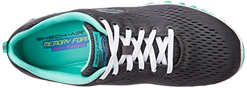 Skechers Sport Women's Skech Air Aim High Fashion Sneaker,Charcoal Mesh/Turquoise Trim,9 M US