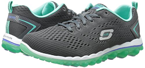 Skechers Sport Women's Skech Air Aim High Fashion Sneaker,Charcoal Mesh/Turquoise Trim,9 M US