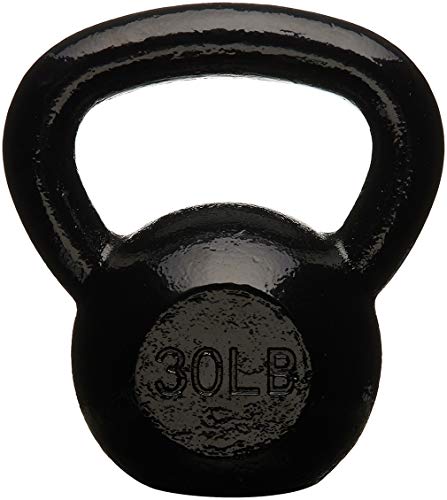 Amazon Basics Enamel Cast Iron Kettlebell - 30 Pounds, Black
