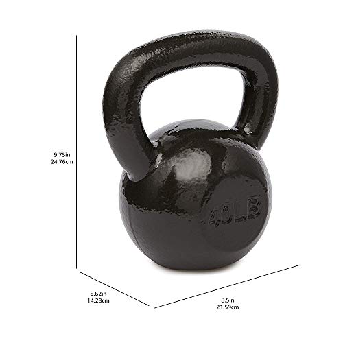 Amazon Basics Cast Iron Kettlebell with Enamel Finish, 40-Pound, Black