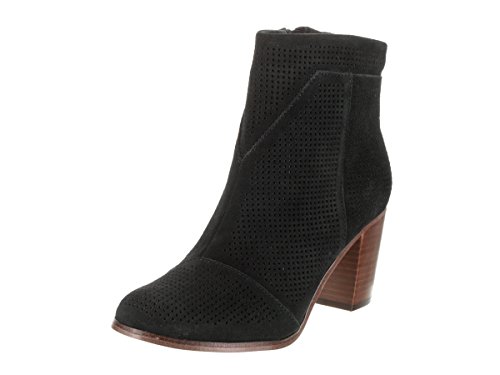 TOMS Lunata Bootie Black Suede Perforated 9.5