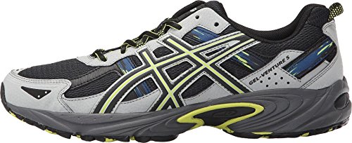 ASICS Men's Gel-Venture 5 Trail Runner, Dark Steel/Black/Neon Lime, 10.5 M US