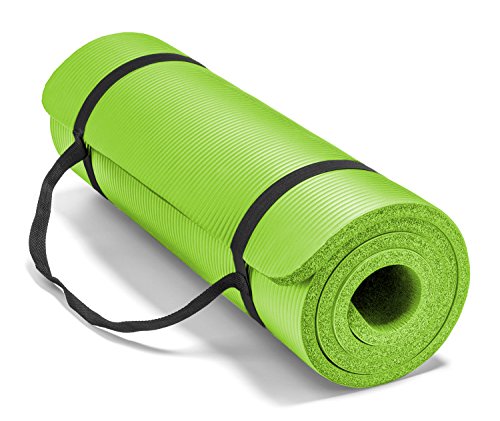 Spoga Premium High Density Exercise Yoga Mat with Comfort Foam & Carrying Straps, Lime Green, 71"
