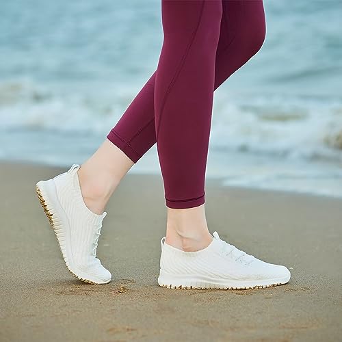 TIOSEBON Women's Lightweight Casual Walking Athletic Shoes Breathable Running Slip-On Sneakers for Jogging Workout 9 US All White