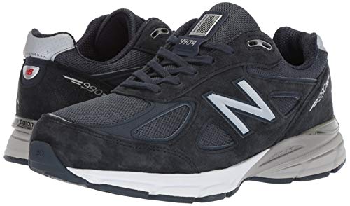 New Balance Men's Made in Us 990 V4 Sneaker, Navy/Silver, 10 XX-Wide