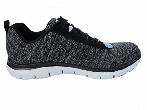 Skechers Women's Flex Appeal 2.0 Lace Up Running Shoe Black 7 Medium US