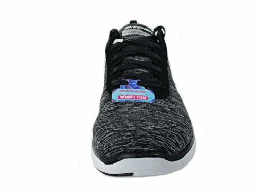 Skechers Women's Flex Appeal 2.0 Lace Up Running Shoe Black 7 Medium US