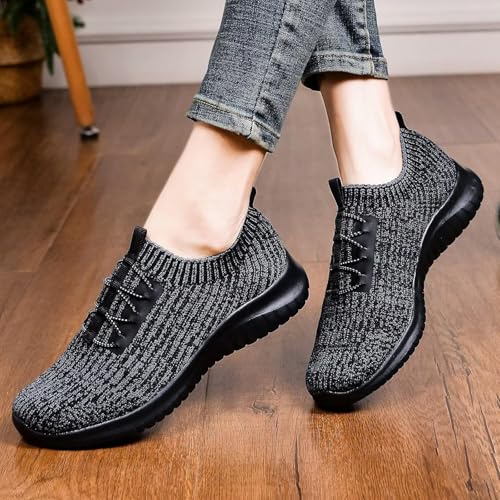 TIOSEBON Women's Lightweight Casual Walking Athletic Shoes Breathable Running Slip-On Sneakers for Jogging Workout 13 US Deep Gray-Black