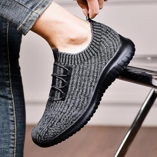 TIOSEBON Women's Lightweight Casual Walking Athletic Shoes Breathable Running Slip-On Sneakers for Jogging Workout 13 US Deep Gray-Black