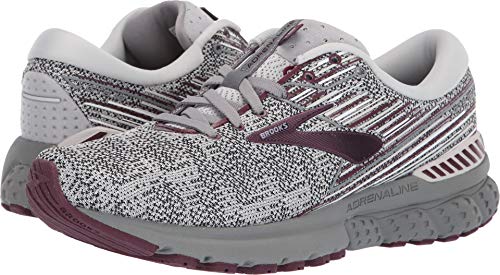 Brooks Womens Adrenaline GTS 19 Running Shoe - Grey/White/Fig - B - 10.0