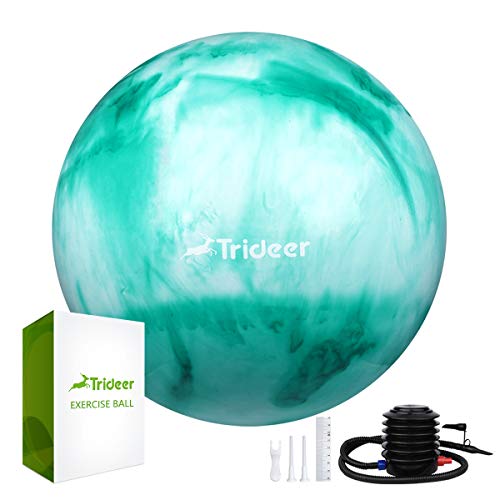 Trideer Yoga Ball - Exercise Ball for Workout pilates Stability - Anti-Burst and Slip Resistant for physical therapy, Birthing, Stretching & Core Workout, Office Ball Chair, Flexible Seating, Home Gym