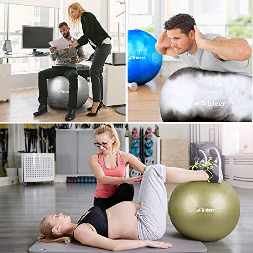Trideer Exercise Ball, Yoga Ball, Birthing Ball with Quick Pump, Anti-Burst & Extra Thick, Heavy Duty Ball Chair, Stability Ball Supports 2200lbs (Office&Home) (Turkis, XL (68-75cm))