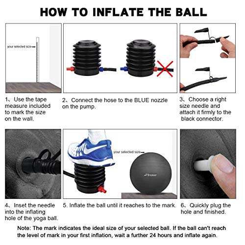 Trideer Exercise Ball, Yoga Ball, Birthing Ball with Quick Pump, Anti-Burst & Extra Thick, Heavy Duty Ball Chair, Stability Ball Supports 2200lbs (Office&Home) (Turkis, XL (68-75cm))