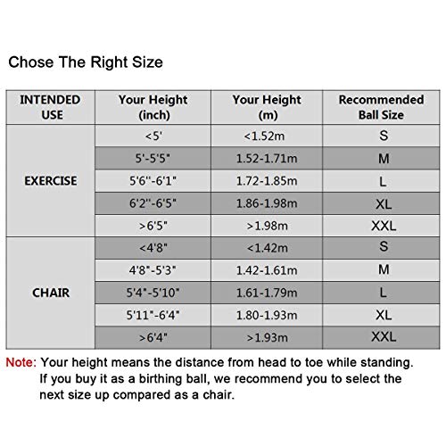 Trideer Exercise Ball, Yoga Ball, Birthing Ball with Quick Pump, Anti-Burst & Extra Thick, Heavy Duty Ball Chair, Stability Ball Supports 2200lbs (Office&Home) (Turkis, XL (68-75cm))