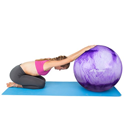 Trideer Yoga Ball - Exercise Ball for Workout pilates Stability - Anti-Burst and Slip Resistant for physical therapy, Birthing, Stretching & Core Workout, Office Ball Chair, Flexible Seating, Home Gym