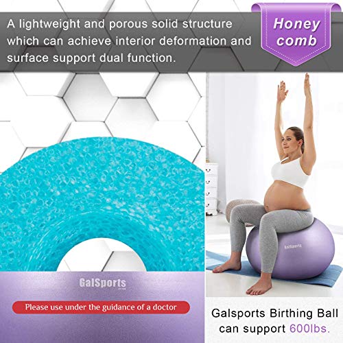 GalSports Pregnancy Birthing Ball, Yoga Exercise Birth Ball Chair for Delivery & Training & Fitness, Extra Thick Labor Ball with Quick Pump, Certified by SGS (Lavender Purple, XL (68-75cm))