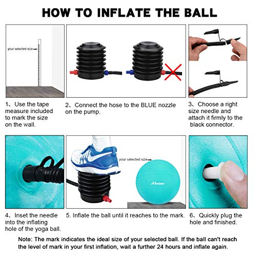 Trideer Ball Chair – Exercise Stability Yoga Ball with Base for Home and Office Desk, Ball Seat, Flexible Seating with Ring & Pump, Improves Balance, Back Pain, Core Strength & Posture（Ball with Ring