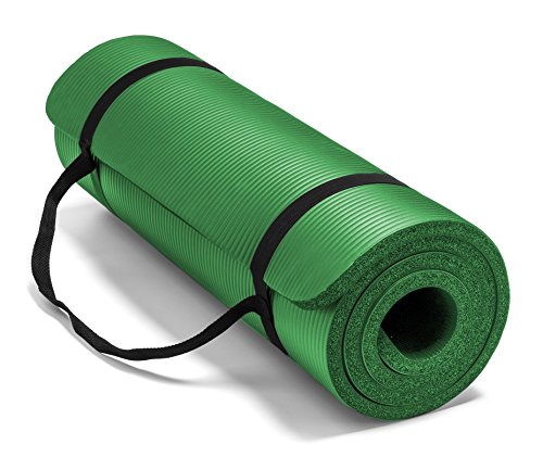 Spoga Premium Extra Thick Long High Density Exercise Yoga Mat with Comfort Foam and Carrying Straps, Dark Green 72"24"