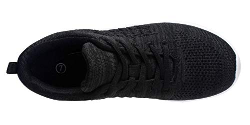 YILAN Women's Fashion Sneakers Breathable Sport Shoes (11, Black-5)