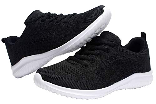 YILAN Women's Fashion Sneakers Breathable Sport Shoes (11, Black-5)