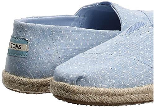 TOMS womens Alpargata on Rope loafers shoes, Bliss Blue Tiny Chambray Dots Rope, 5 US