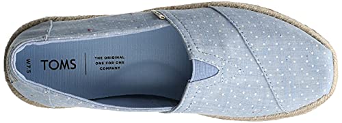 TOMS womens Alpargata on Rope loafers shoes, Bliss Blue Tiny Chambray Dots Rope, 5 US