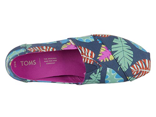 TOMS Women's Alpargata Espadrille, Size: 6.5 B(M) US, Color: Navy Tropical Leaves