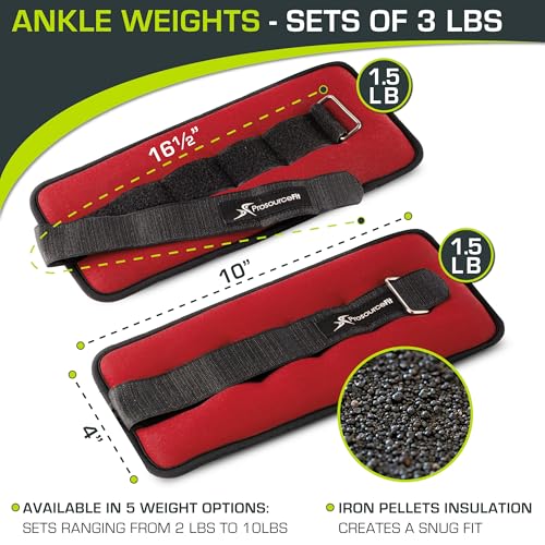 ProsourceFit Ankle Wrist Weights 1.5 lb. - Red