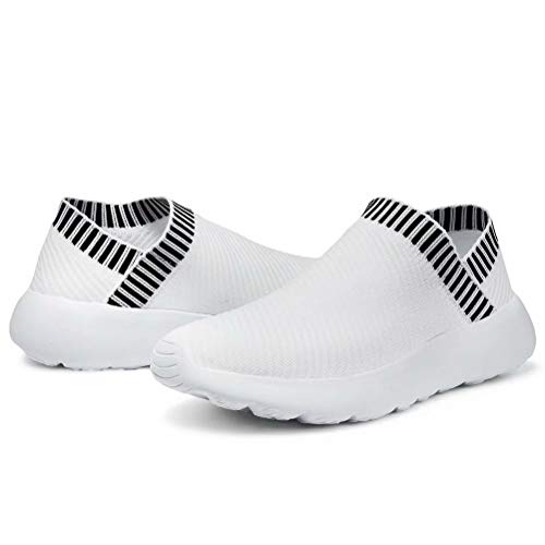 konhill Women's Athletic Walking Shoes - Comfortable Casual Work Gym Slip On Sneakers 10 US White, 41