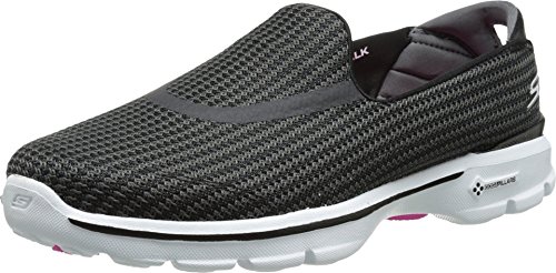 Skechers Performance Women's Go Walk 3 Slip-On Walking Shoe, Black/White, 9 M US