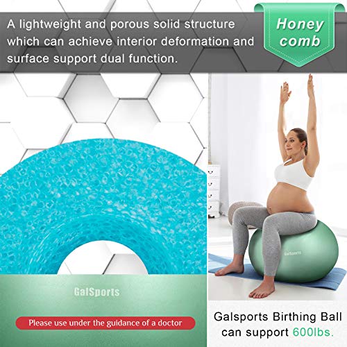 GalSports Pregnancy Birthing Ball, Yoga Exercise Birth Ball Chair for Delivery & Training & Fitness, Extra Thick Labor Ball with Quick Pump, Certified by SGS (Light Cyan, L(58-65cm))
