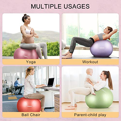 GalSports Pregnancy Birthing Ball, Yoga Exercise Birth Ball Chair for Delivery & Training & Fitness, Extra Thick Labor Ball with Quick Pump, Certified by SGS (Light Cyan, L(58-65cm))