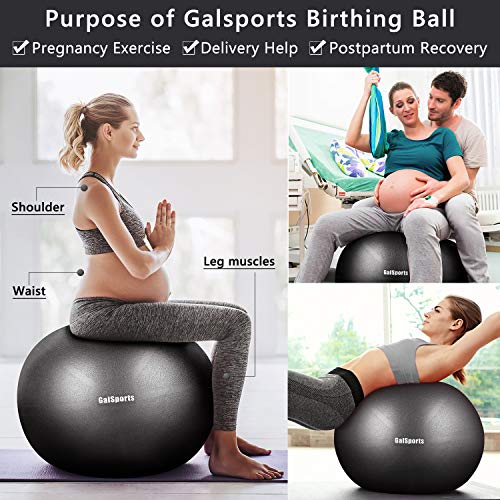 GalSports Pregnancy Birthing Ball, Yoga Exercise Birth Ball Chair for Delivery & Training & Fitness, Extra Thick Non-Toxic Anti-Burst Labor Ball with Quick Pump