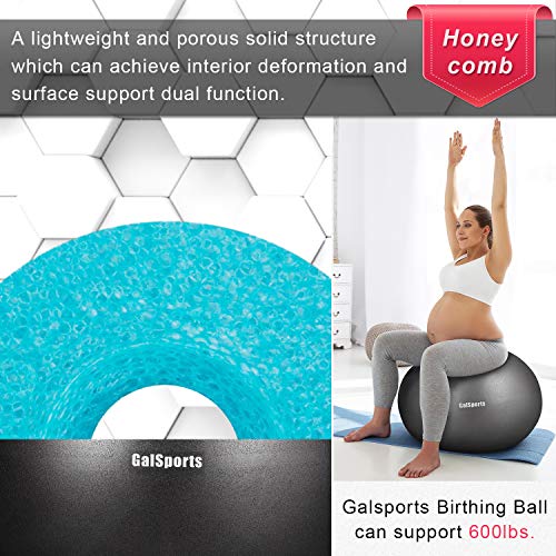 GalSports Pregnancy Birthing Ball, Yoga Exercise Birth Ball Chair for Delivery & Training & Fitness, Extra Thick Non-Toxic Anti-Burst Labor Ball with Quick Pump