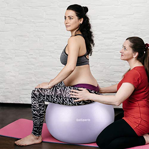 GalSports Pregnancy Birthing Ball, Yoga Exercise Birth Ball Chair for Delivery & Training & Fitness, Extra Thick Labor Ball with Quick Pump, Certified by SGS (Lavender Purple, M (48-55cm))