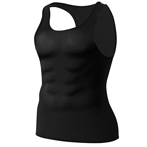 Men Waist Trainer Corset Vest Hot Neoprene Body Shaper Tank Top Sauna Suit Shirt No Zip Trimmer (3XL, Black Sauna Sweat Suits)