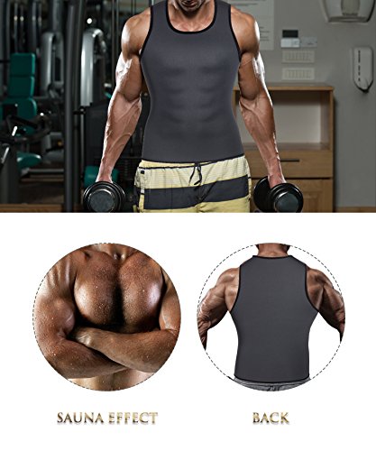Men Waist Trainer Corset Vest Hot Neoprene Body Shaper Tank Top Sauna Suit Shirt No Zip Trimmer (4XL, Black and Bule Inner Sauna Sweat Suits)